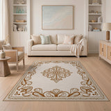Ornate Gold Beige Persian Area Rug