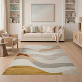 Wavy Neutral Abstract Area Rug