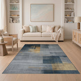 Navy Gold Geometric Abstract Area Rug