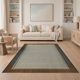 Beige Woven Area Rug with Tribal Beaded Borders