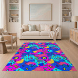 Vivid Neon Geometric Pattern Area Rug
