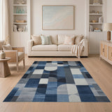 Modern Blue Geometric Area Rug