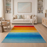Geometric Modern Vibrant Rainbow Gradient Stripe Area Rug