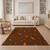 Whimsical Doodle Keys and Tools Area Rug