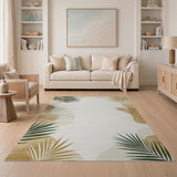 Abstract Palm Frond Area Rug in Beige Neutrals