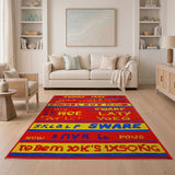 Bold Multi-Color Block Letter Woven Area Rug