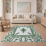 Green Traditional Persian Ornate Green Persian Medallion Area Rug