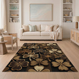 Distressed Brown Shamrock Clover Area Rug