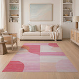 Vibrant Pink Orange Geometric Abstract Rug