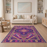 Vibrant Purple Pink Geometric Tribal Rug