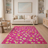 Cheerful Pink Daisy Sunflower Area Rug