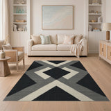 Modern Geometric Triangle Area Rug in Black White
