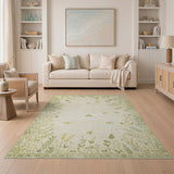 Vintage Green Botanical Floral Area Rug
