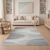 Modern Grey Abstract Oval Area Rug