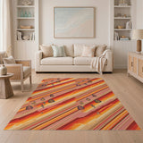 Orange Adventure Icons Washable Area Rug
