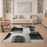 Black and White Geometric Modern Bold Black White Geometric Abstract Area Rug