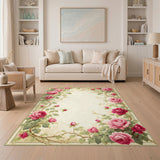 Rose Pink Vintage Pink Rose Floral Area Rug