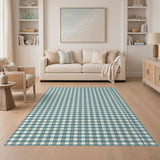 Teal Checkered Washable Area Rug