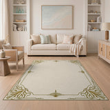 Floral Vintage Ornate Gold Filigree Beige Area Rug