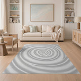 Grey Hypnotic Spiral Abstract Area Rug
