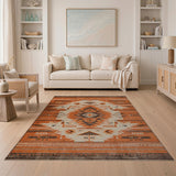 Orange Southwestern Tribal Geometric Area Rug