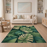 Boho Chic Lush Variegated Monstera Leaf Green Area Rug