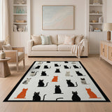 Whimsical Black Cat Ginger Pattern Area Rug