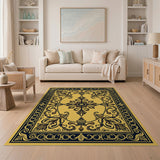 Ornate Gold Fleur-de-Lis Baroque Area Rug