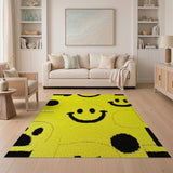 Yellow Cheerful Yellow Smiley Faces Area Rug