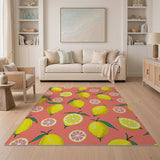 Vibrant Lemon Grapefruit Slice Pattern Rug