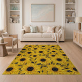 Yellow Sunflower Bloom Yellow Area Rug