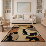 Whimsical Black Cats Abstract Area Rug