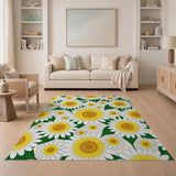 Yellow Sunflower Daisy Floral Area Rug