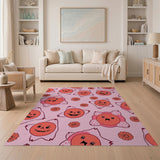 Playful Pink Cartoon Jack-o'-Lantern Rug