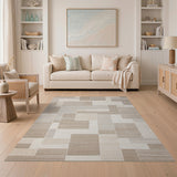 Geometric Modern Neutral Geometric Block Area Rug