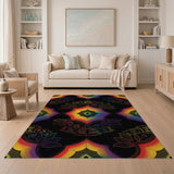 Vibrant Rainbow Geometric Washable Area Rug