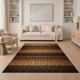 Brown and Tan Brown Tan Woven Geometric Area Rug