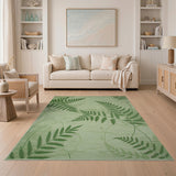 Sage Green Fern Leaf Area Rug