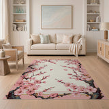 Floral Vintage Cherry Blossom Pink Floral Area Rug