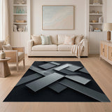 Geometric Modern Modern Geometric Grey Abstract Area Rug