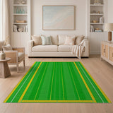 Vibrant Green Yellow Geometric Stripe Area Rug