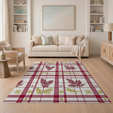 Festive Red Plaid Merry Christmas Area Rug