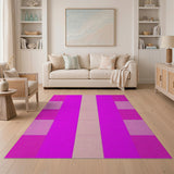 Vibrant Pink Plaid Striped Area Rug