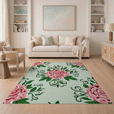 Floral Vintage Pink Roses Floral Vintage Area Rug