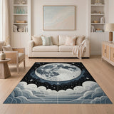 Cosmic Full Moon Night Sky Area Rug