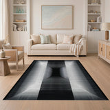 Black White Geometric Tunnel Illusion Rug
