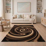 Swirling Spiral Brown Area Rug
