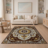 Opulent Gold Medallion Traditional Persian Rug