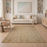 Beige Geometric Lattice Beige and Neutral Area Rug