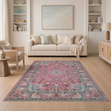 Blush Pink Traditional Persian Floral Area Rug
